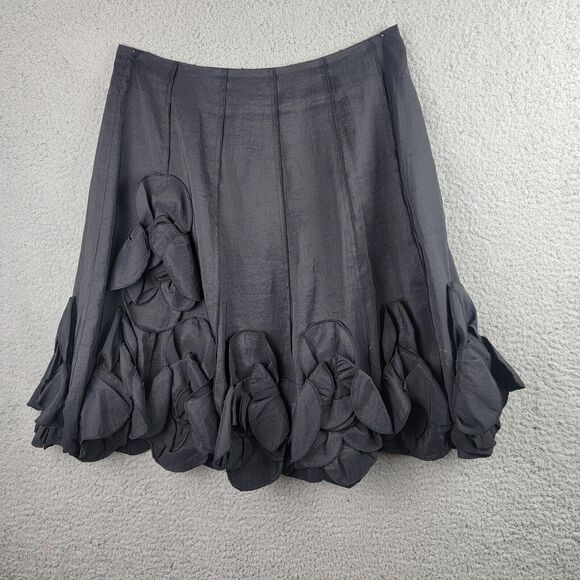 Dzhavael Couture Skirt Womens Size 8-10 Black Flouncy Petals  A-Line Full Flare - Picture 1 of 15